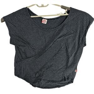 Y2K 2000s Curious Gypsy Blouse Womens Size M Gray Short Sleeve Scoop Neck Cotton